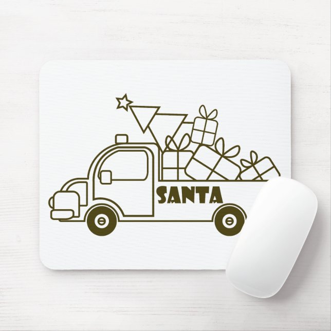 Alfombrilla De Ratón Vista lateral del camión de Navidades de esquema (Con ratón)