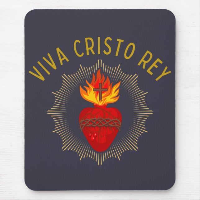 Alfombrilla De Ratón Viva Cristo Rey Cristeros del Sagrado Corazón (Frente)