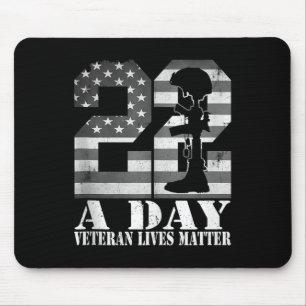 Alfombrilla De Ratón Vive 22 veterano de guerra Día Bandera Americana M