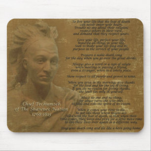 Alfombrilla De Ratón "Vive tu vida" Jefe Tecumseh mousepad