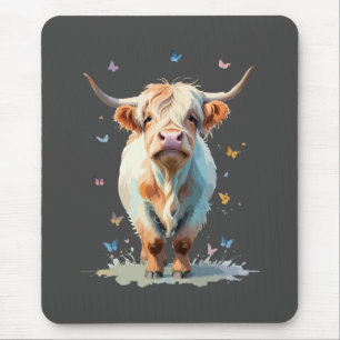 Alfombrilla De Ratón Vivero de vaca Highland Pintura Adorable Fun Anima