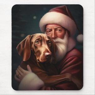 Alfombrilla De Ratón Vizsla con Navidades festivos de Santa Claus