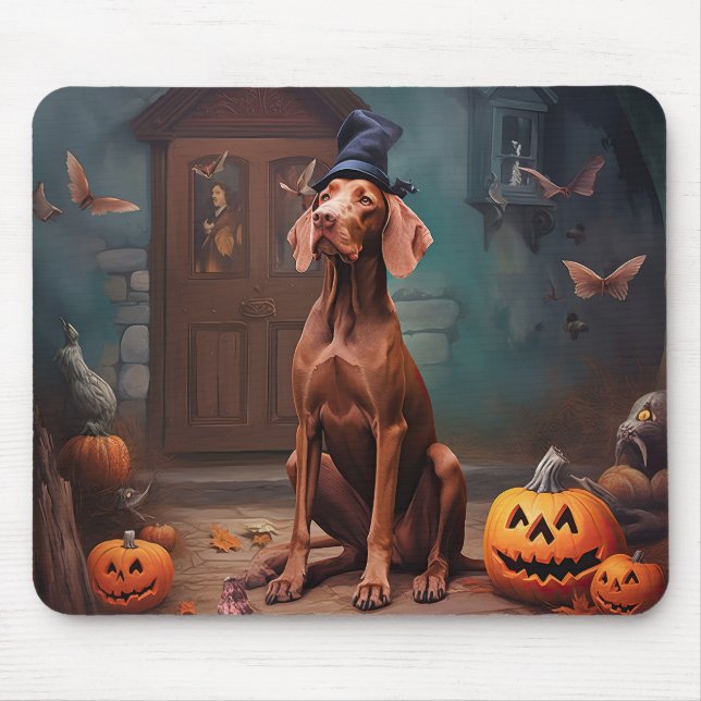 Alfombrilla De Ratón Vizsla Pumpkins Halloween Scary (Frente)