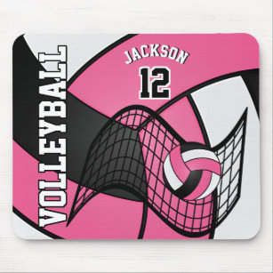 Alfombrilla De Ratón Voleibol 🏐 deporte en rosa caliente, blanco y neg