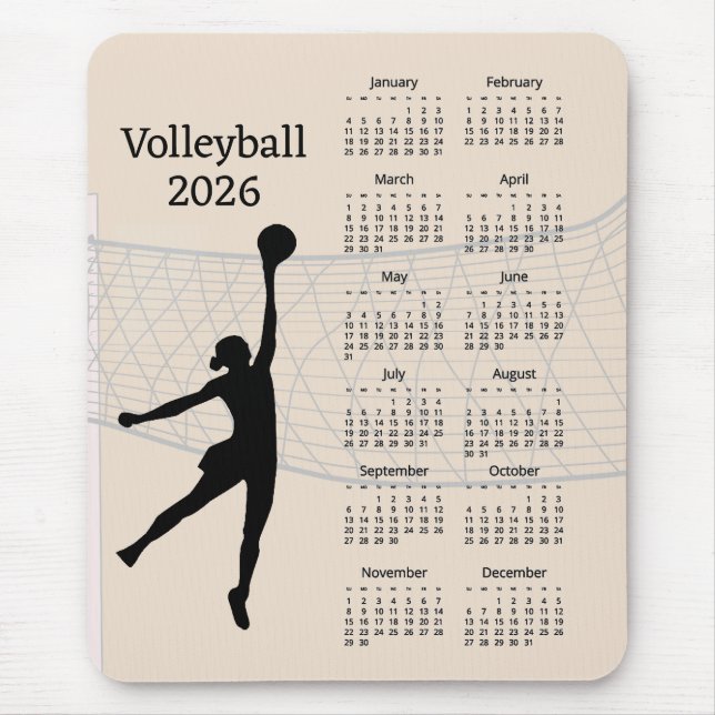 Alfombrilla De Ratón Volleyball 2026 Calendar (Frente)