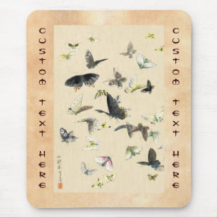 Alfombrilla De Ratón Voluta japonesa fresca de la mariposa del ukiyo-e