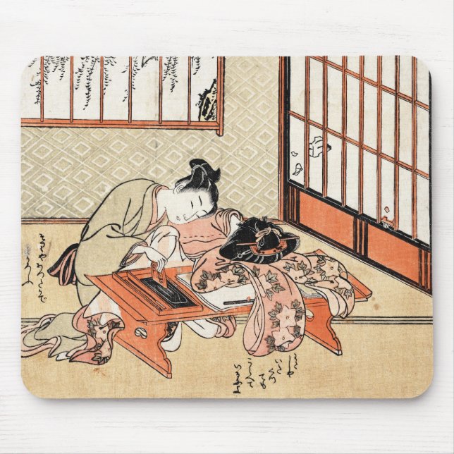 Alfombrilla De Ratón Voluta japonesa fresca del geisha del ukiyo-e del (Frente)