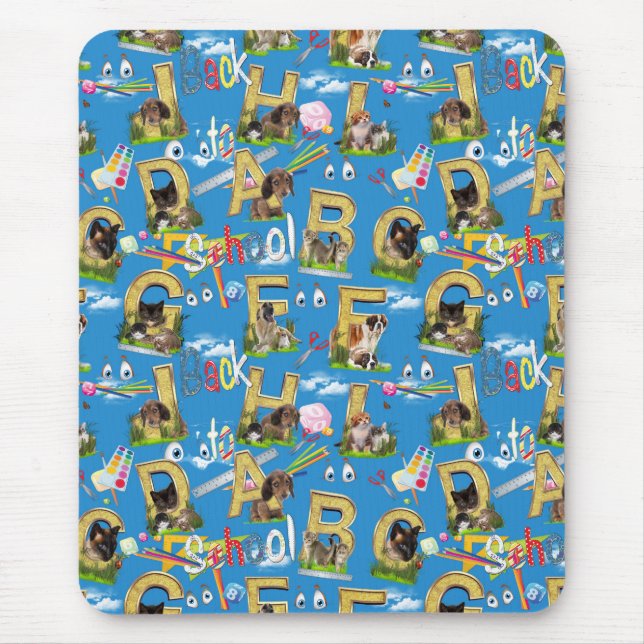 Alfombrilla De Ratón Volver a la escuela Diseño de repetición ABC (Frente)