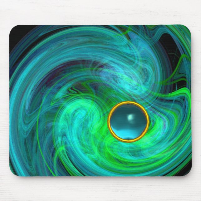 ALFOMBRILLA DE RATÓN VORTEX AZUL VERDE CON GEMSTONE AQUAMARINO (Frente)