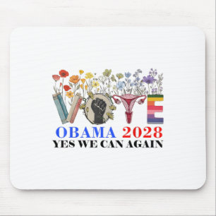 Alfombrilla De Ratón Voto retro floral Obama 2028 Sí Podemos De Nuevo _