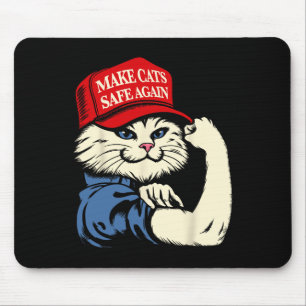 Alfombrilla De Ratón Vuelve a poner a los gatos a salvo Gorras rojas de
