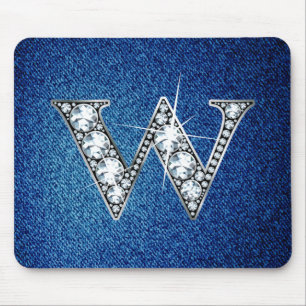 Alfombrilla De Ratón W Faux-"Diamond Bling" on Denim Mousepad