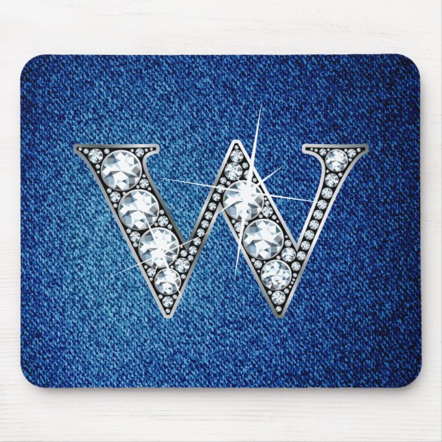 Alfombrilla De Ratón W Faux-"Diamond Bling" on Denim Mousepad (Frente)
