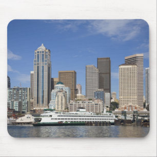 Alfombrilla De Ratón WA, Seattle, horizonte de Seattle con ferry