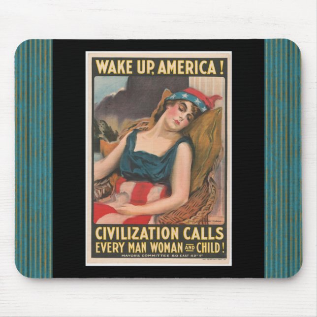Alfombrilla De Ratón Wake Up America Poster (Frente)