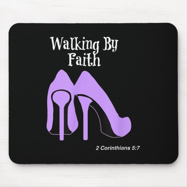 Alfombrilla De Ratón Walk By Faith Graphic Christian Design With Purple (Frente)