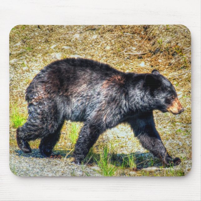 Alfombrilla De Ratón Walking Black Bear Wildlife Photo Art (Frente)