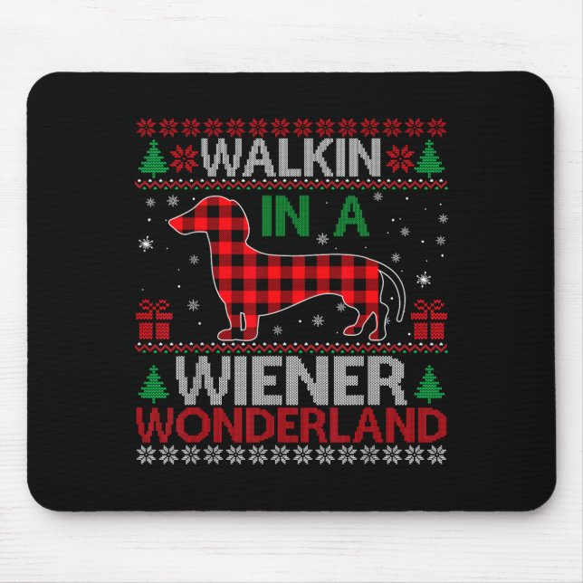 Alfombrilla De Ratón Walking In A Wiener Wonderland Funny Dachshund Chr (Frente)