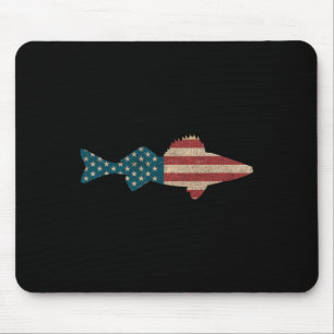 Alfombrilla De Ratón Walleye Fishing American Flag Sauger Angling