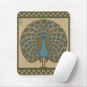 Alfombrilla De Ratón Walter Crane Blue Peacock con su propagación en la