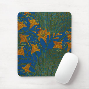 Alfombrilla De Ratón Walter Crane Day Lily Floral Wallpaper Design