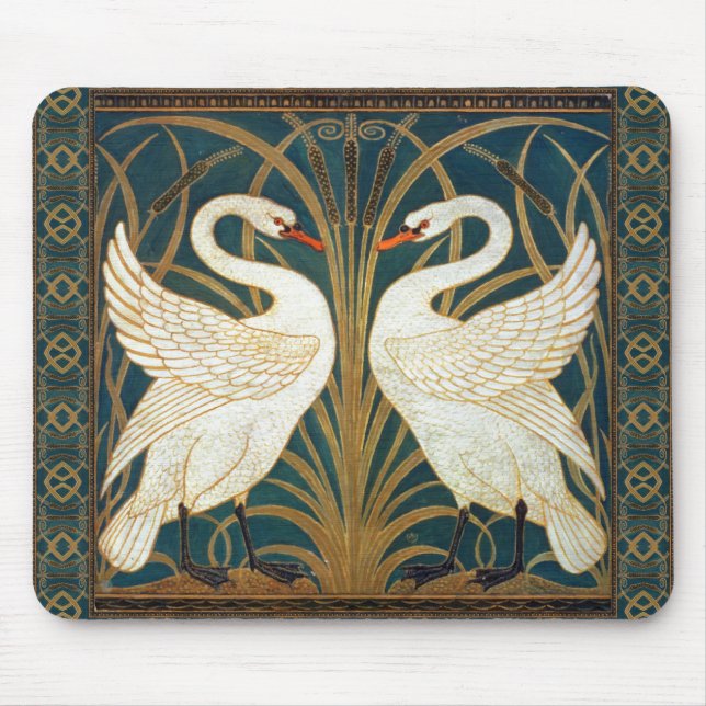 Alfombrilla De Ratón Walter Crane Swan, Rush E Iris Art Nouveau (Frente)