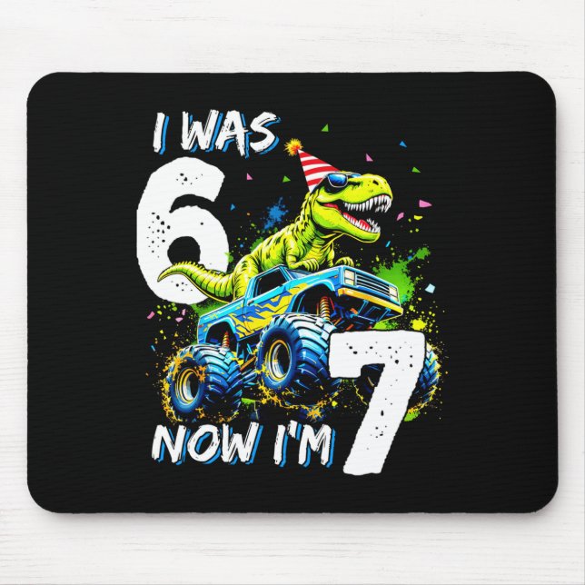 Alfombrilla De Ratón Was 6 Now I'm 7 Year Old Birthday 67 Monster Truck (Frente)