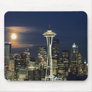 Alfombrilla De Ratón Washington, Seattle, Silueta por la noche desde Ke