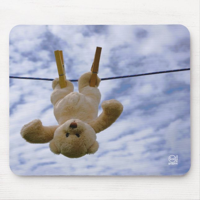 Alfombrilla De Ratón Waslijn met knuffelbeer die hangt te drogen. (Frente)