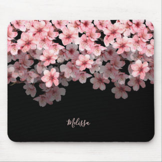 Alfombrilla De Ratón Watercolor Cherry Blossoms Black Pink | Your Name