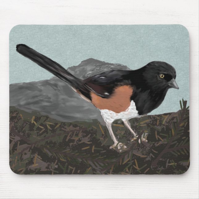 Alfombrilla De Ratón Watercolor Eastern Towhee Mousepad (Frente)