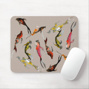 Alfombrilla De Ratón Watercolor koi pez dorado rojo