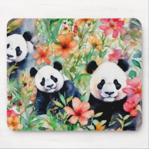 Alfombrilla De Ratón Watercolor Panda Bear