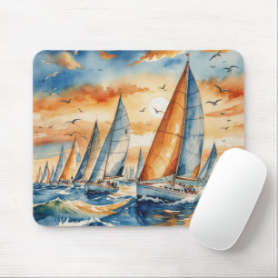 Alfombrilla De Ratón Watercolor Sailboat Regatta
