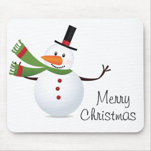 Alfombrilla De Ratón Waving Carrot Nose Snowman Mouse Pad