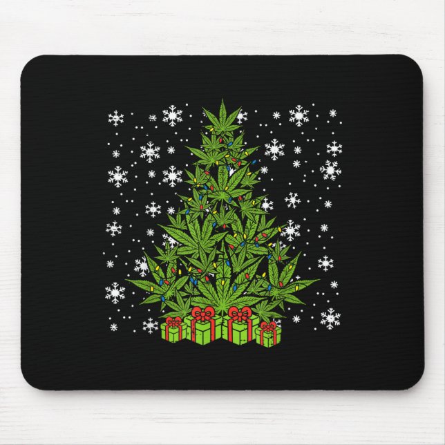 Alfombrilla De Ratón Weed Christmas Tree Funny Xmas T Men Women  (Frente)