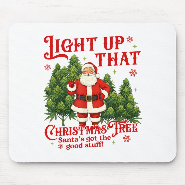Alfombrilla De Ratón Weed Lover Smoking Light Up Christmas Tree  (Frente)