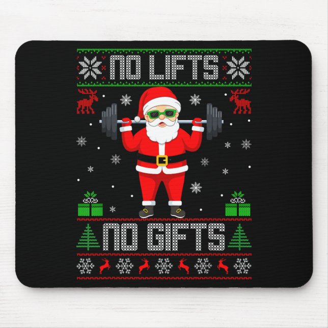 Alfombrilla De Ratón Weightlifting Workout Gym Santa Christmas Ugly Swe (Frente)