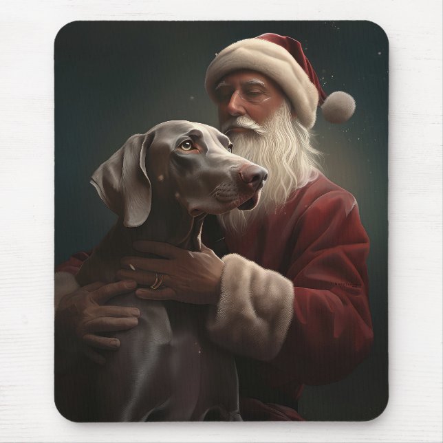 Alfombrilla De Ratón Weimaraner Con Navidades Festividades De Santa Cla (Frente)
