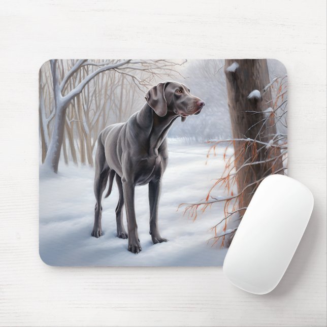 Alfombrilla De Ratón Weimaraner Deja Que Nieva A Navidades (Con ratón)