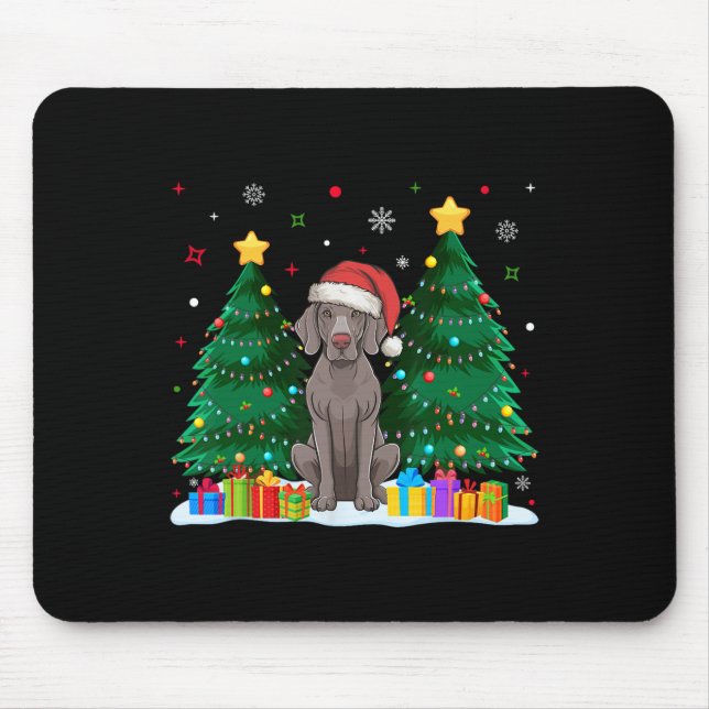 Alfombrilla De Ratón Weimaraner Dog Amantes de Santa Hat Navidades feos (Frente)