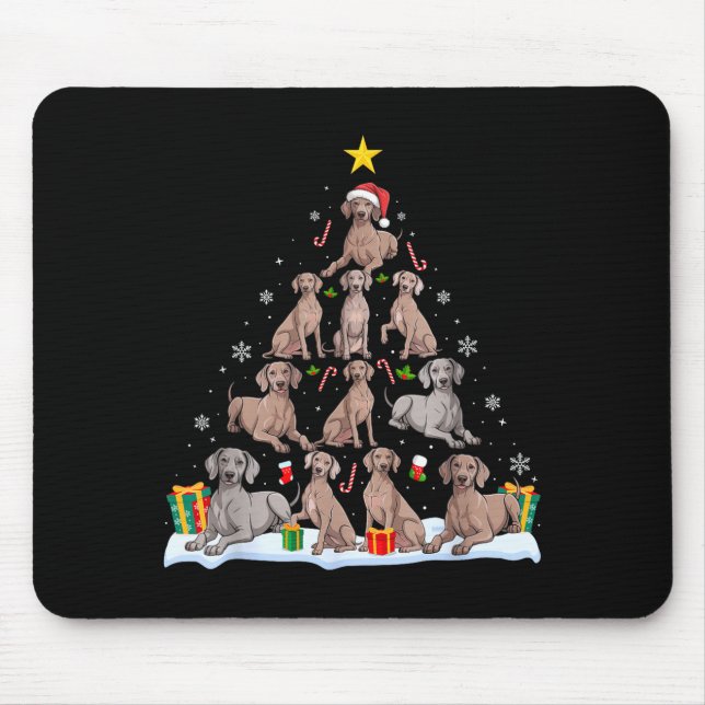 Alfombrilla De Ratón Weimaraner Dog Christmas Tree Xmas Pet Dogs Lover  (Frente)