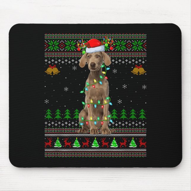Alfombrilla De Ratón Weimaraner Dog Ugly Christmas Sweaters Holiday San (Frente)