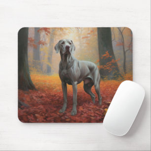 Alfombrilla De Ratón Weimaraner en Otoño Hojas Caídas Inspiran