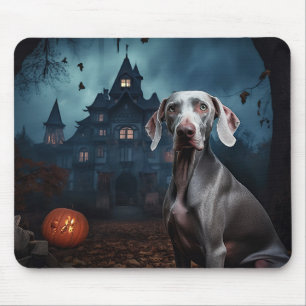 Alfombrilla De Ratón Weimaraner Halloween Aterrador