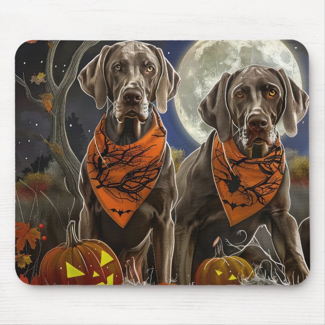 Alfombrilla De Ratón Weimaraner Halloween Spooky (Frente)