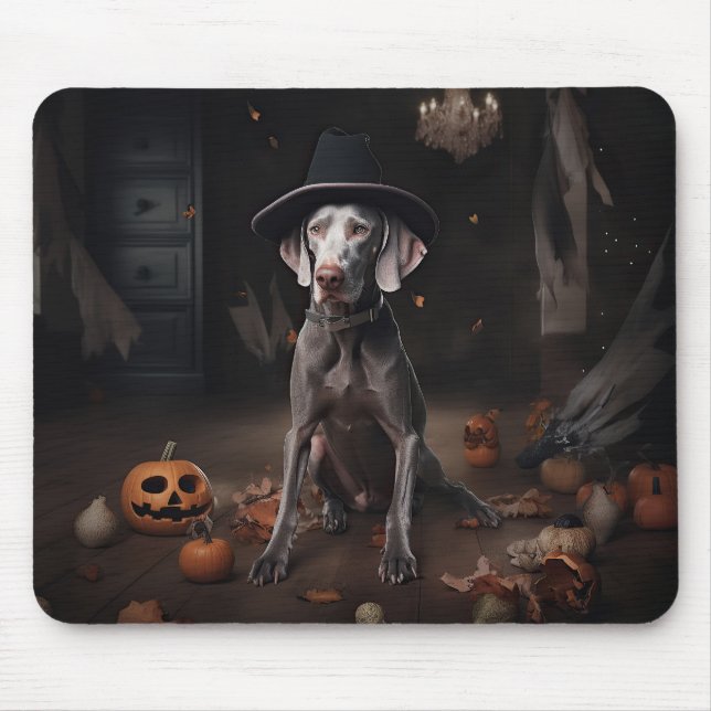 Alfombrilla De Ratón Weimaraner Pumpkins Halloween Scary (Frente)