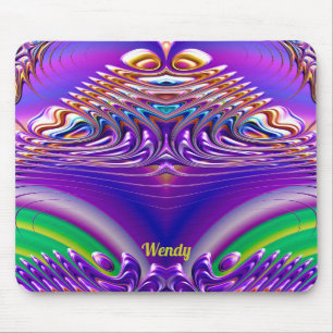 Alfombrilla De Ratón WENDY ~ Zany Green, Blue, Yellow and Purple