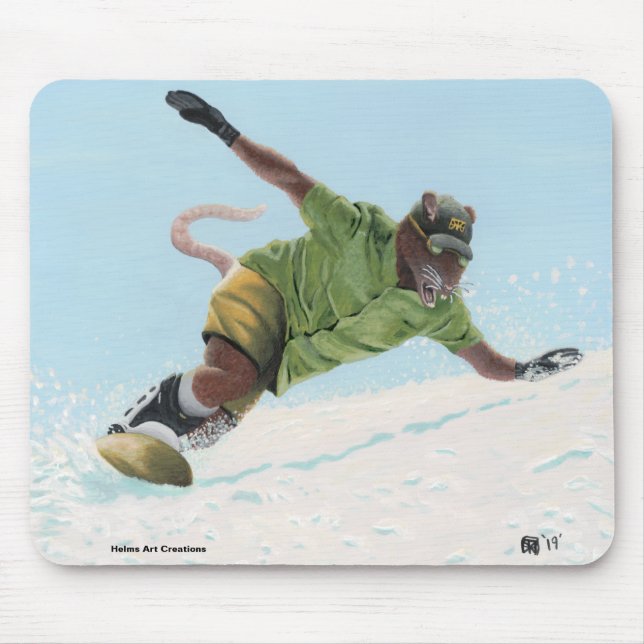 Alfombrilla De Ratón Wererat Snowboard Fantasy Art Mousepad (Frente)