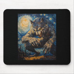 Alfombrilla De Ratón Werewolf Wolf Wolves - Van Gogh Style - Starry Nig